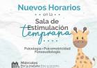 Nuevos Horarios de la Sala de Estimulación Temprana