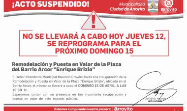 SE RE-PROGRAMA LA FECHA DE LA INAUGURACIÓN DE LA PLAZA " ENRIQUE BRIZIO"