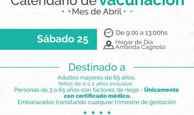 Vacunación: sábado 25 de abril