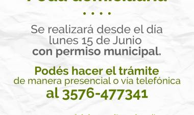 PODA DOMICILIARIA: SOLO PUEDE REALIZARSE DESDE EL 15 DE JUNIO Y CON PERMISO MUNICIPAL