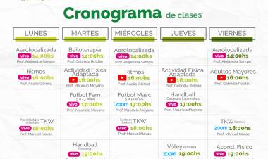 POLIDEPORTIVO MUNICIPAL: CRONOGRAMA DE CLASES ONLINE ACTUALIZADO