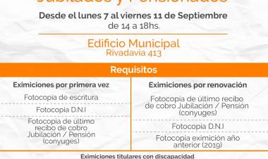 EXIMICIONES 2020 PARA JUBILADOS Y PENSIONADOS