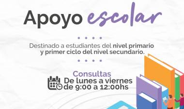 ESTÁ EN MARCHA EL PROGRAMA DE APOYO ESCOLAR DESDE LA MUNICIPALIDAD