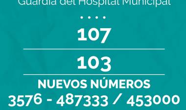 NUEVOS NÚMEROS DE TELÉFONOS DE LA GUARDIA DEL HOSPITAL: 487333 Y 453000