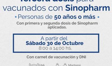 ARROYITO COMIENZA EL OPERATIVO DE VACUNACIÓN DE TERCERA DOSIS