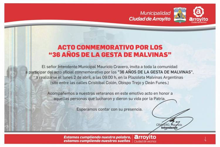 Acto conmemorativo por los “36 años de la gesta de Malvinas”