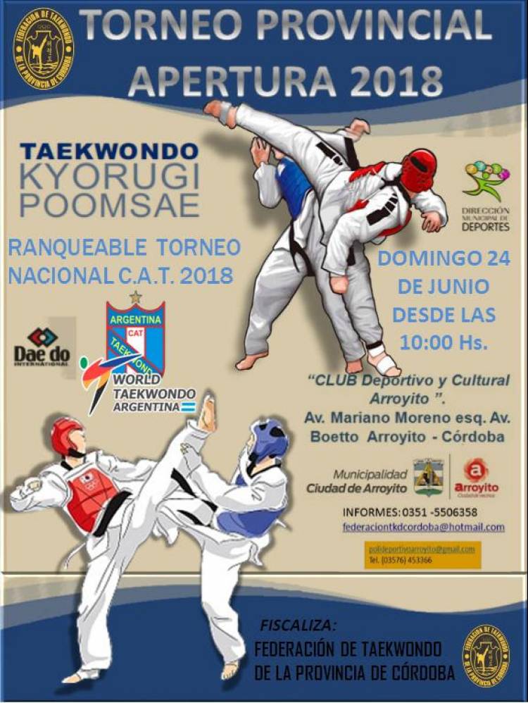 Torneo Provincial "Apertura 2018" de Taekwondo Olímpico en nuestra ciudad
