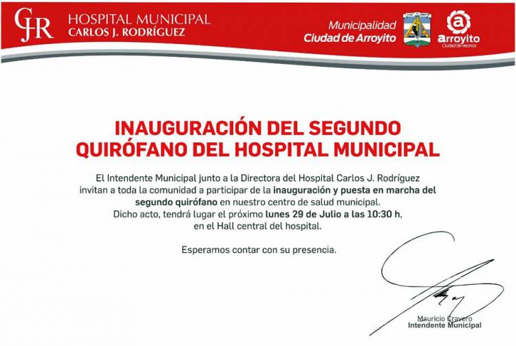 Se inaugurará el segundo Quirófano del Hospital Municipal