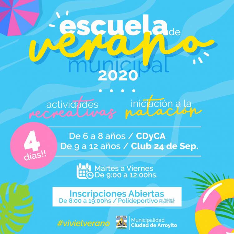 #vivíelverano: Inscripciones Abiertas para la Escuela de Verano Municipal 2020!!
