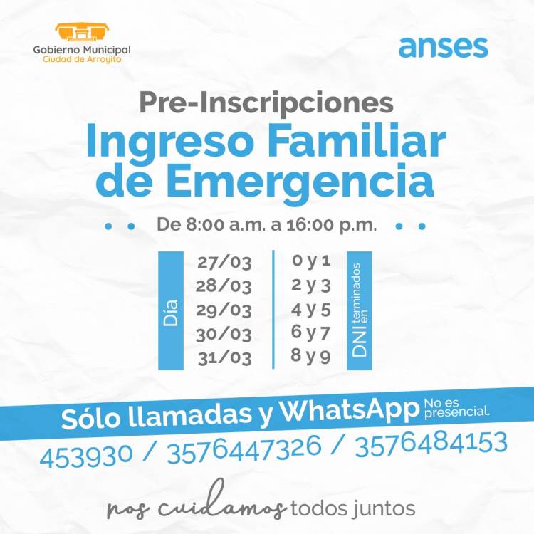 Ingreso familiar de emergencia: Preinscripciones abiertas