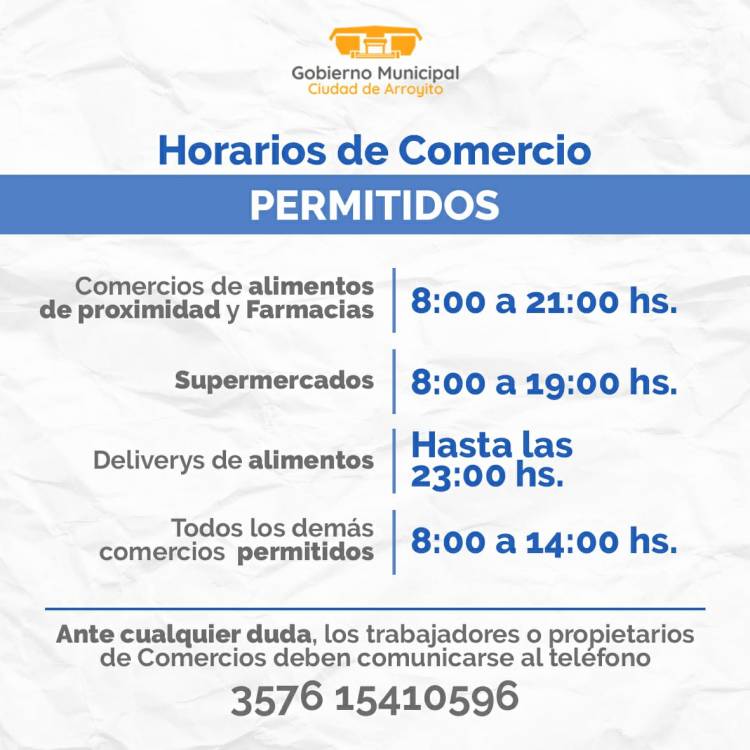Horarios de Comercio Permitidos