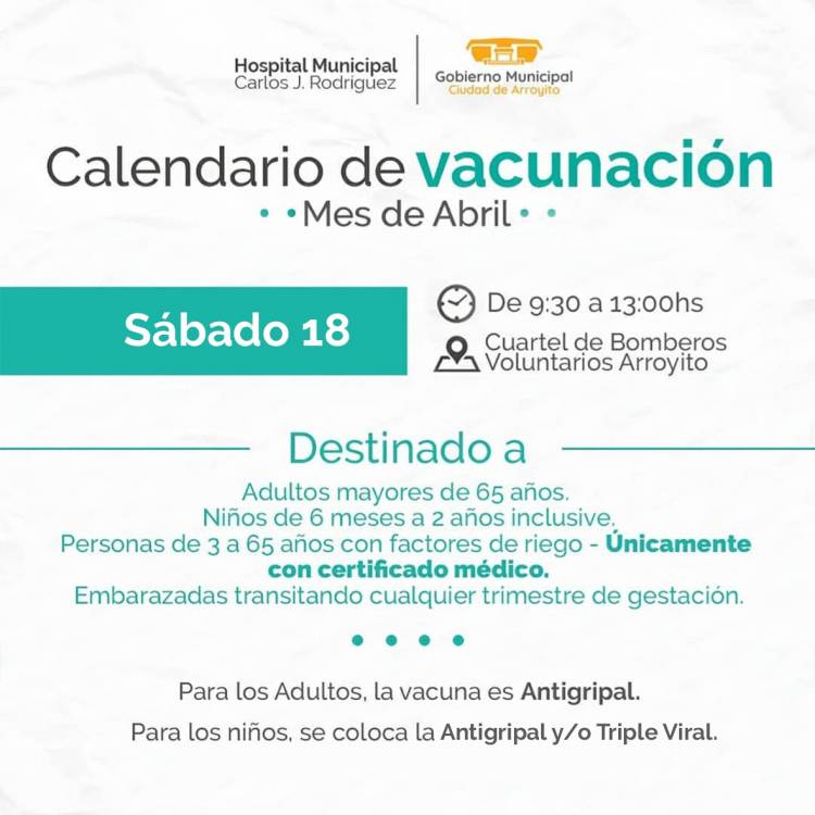 Vacunación: sábado 18 de abril