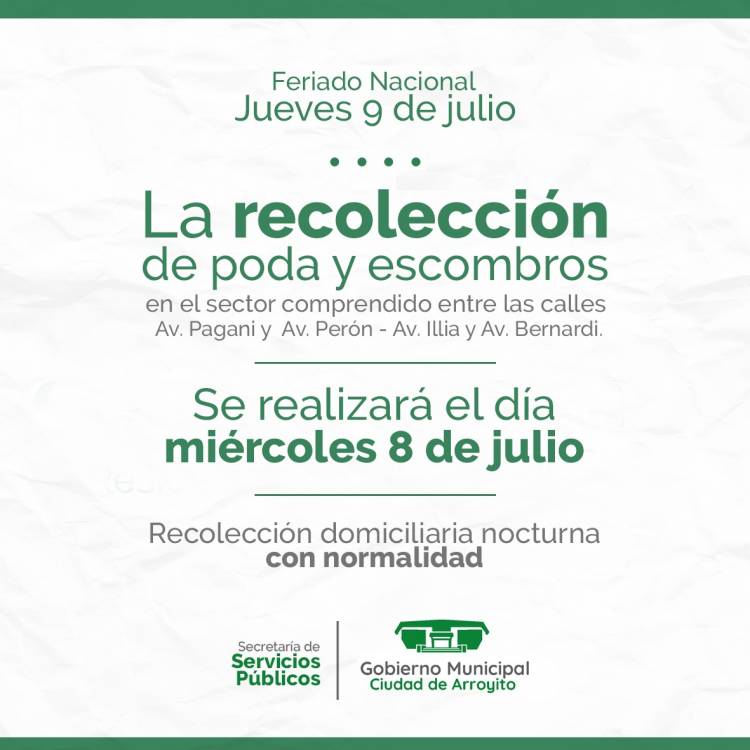 SERVICIOS PÚBLICOS DEL DÍA JUEVES FERIADO