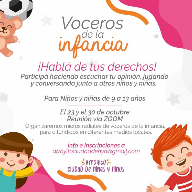 VOCEROS DE LA INFANCIA: CONVOCAMOS A TODOS LOS CHICOS A HABLAR DE SUS DERECHOS