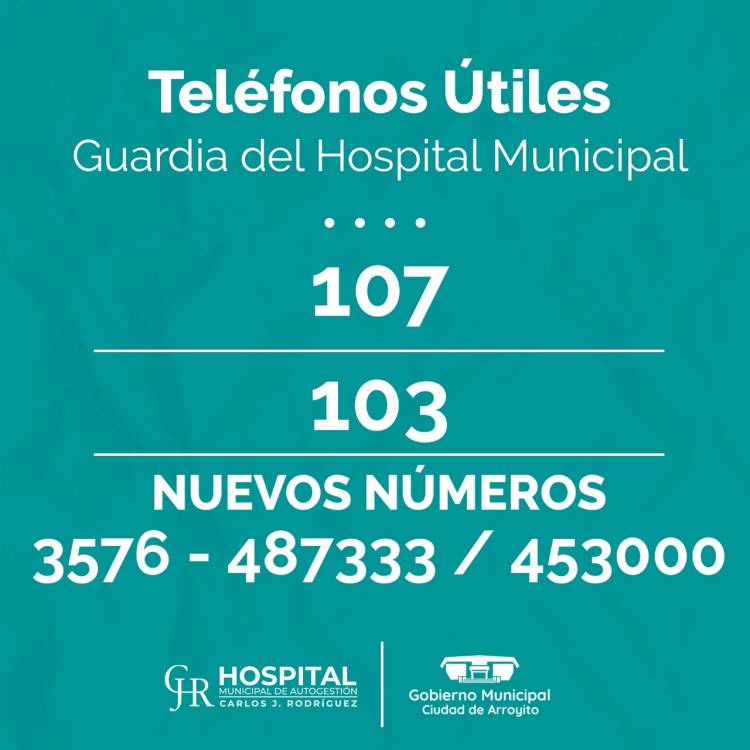 NUEVOS NÚMEROS DE TELÉFONOS DE LA GUARDIA DEL HOSPITAL: 487333 Y 453000