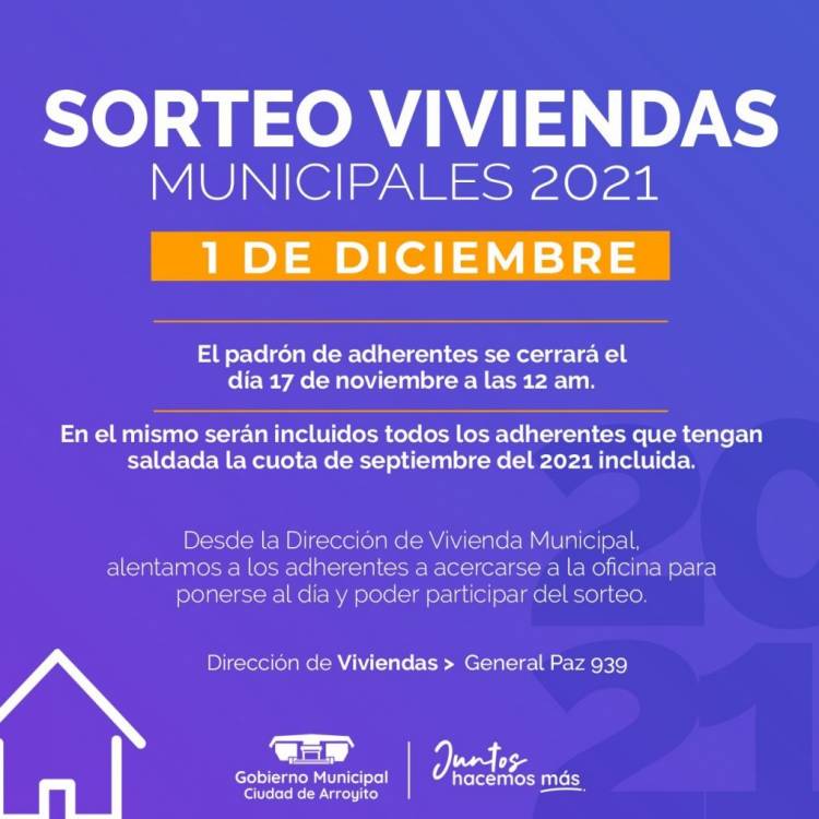REQUISITOS PARA PARTICIPAR DEL SORTEO DE 14 NUEVAS VIVIENDAS MUNICIPALES ESTE 1 DE DICIEMBRE