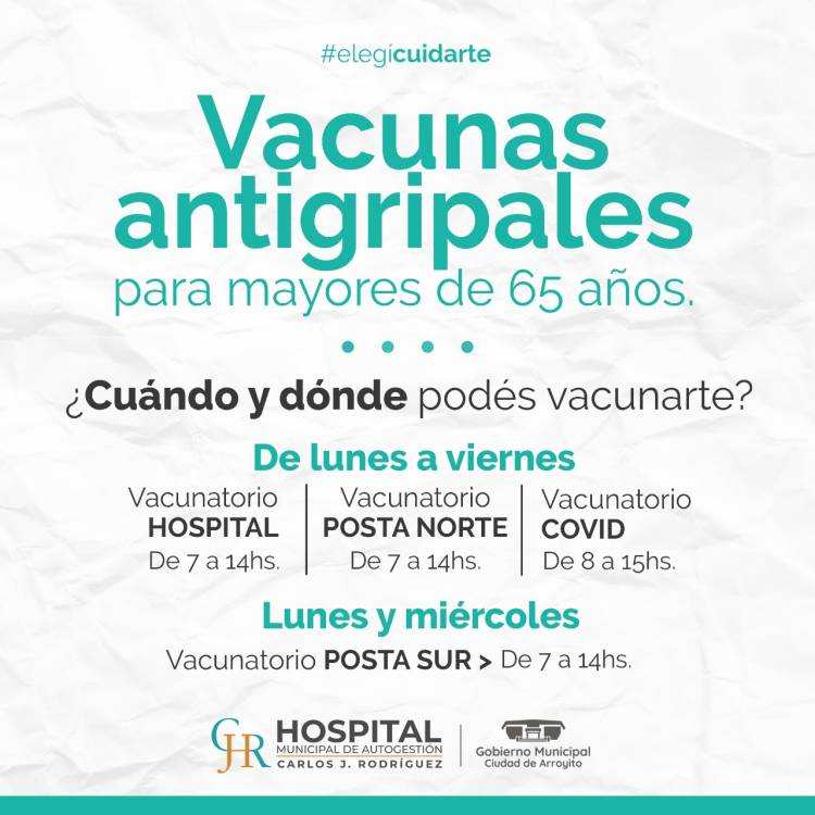 VACUNAS ANTIGRIPALES PARA MAYORES DE 65 AÑOS DISPONIBLES