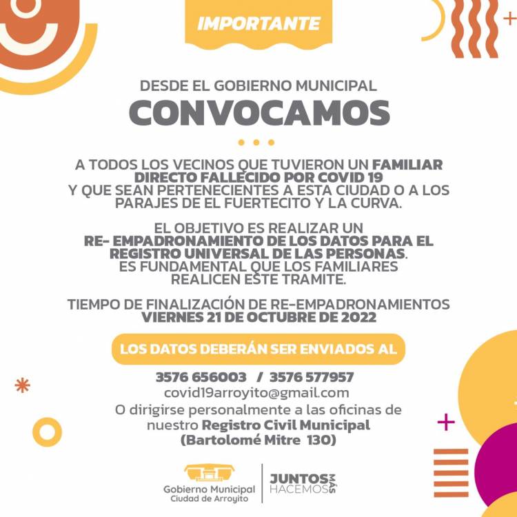 EL MUNICIPIO LANZA RE-EMPADRONAMIENTO PARA FALLECIDOS POR COVID 19