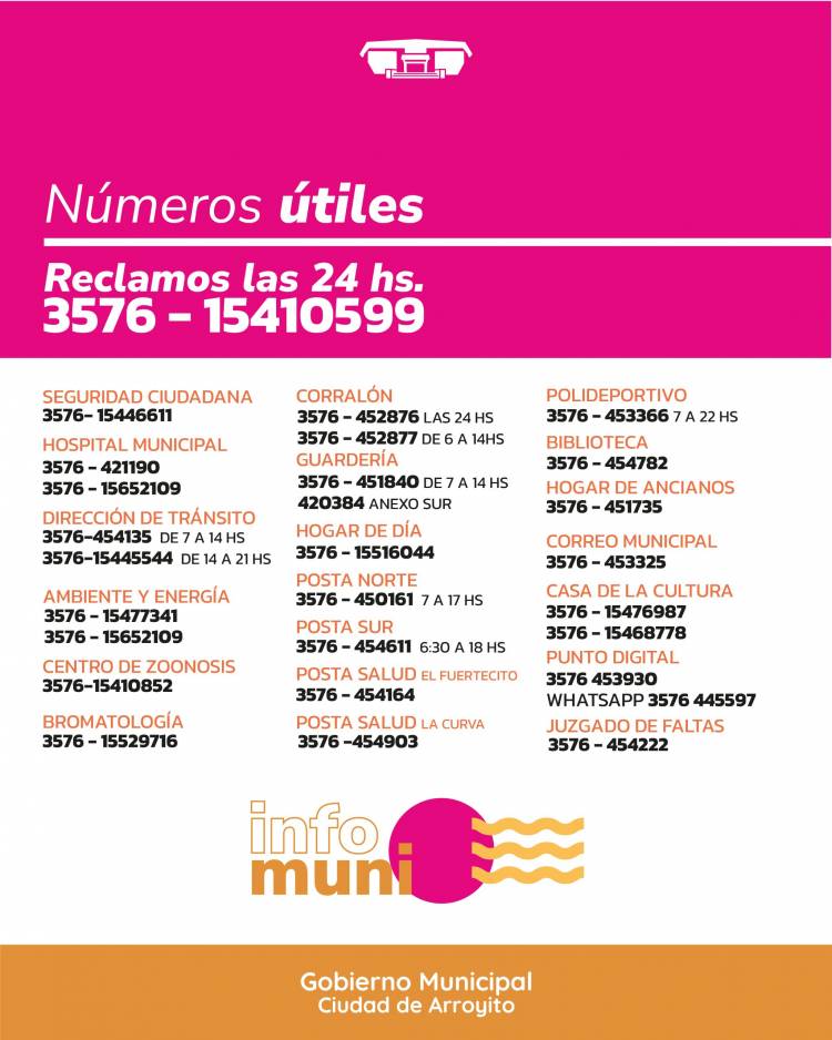 COMPARTIMOS EL NUEVO NÚMERO DE RECLAMOS QUE FUNCIONARÁ LAS 24 HS 